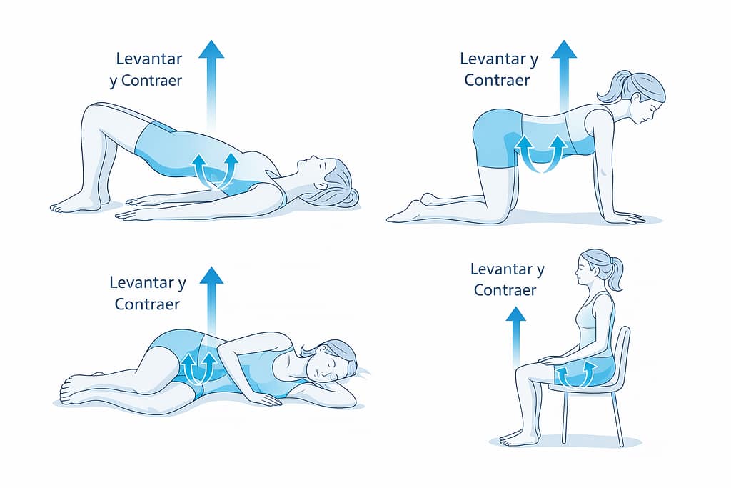 Ejercicios terapéuticos de suelo pélvico en diferentes posiciones ejercicios de fisioterapia de suelo pélvico guiados por especialista en distintas posiciones